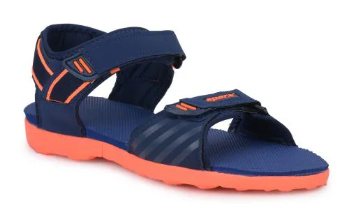 Sparx Men SS-486 Navy Blue Fluorescent Orange Floater Sandals