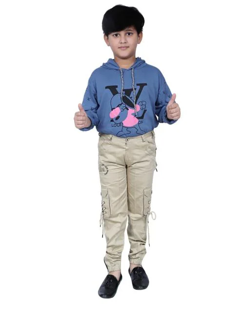 SKG Kids Wear Stylish Fashion Regular Comfortable wear Cotton Satin Fabric Multi pockets Cargo Pant
