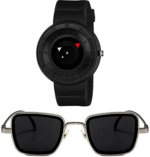 Blutech Black, Multicolor Analog Watch With Kabir Singh Sunglasses For Men And Boys (Combo Of 2)