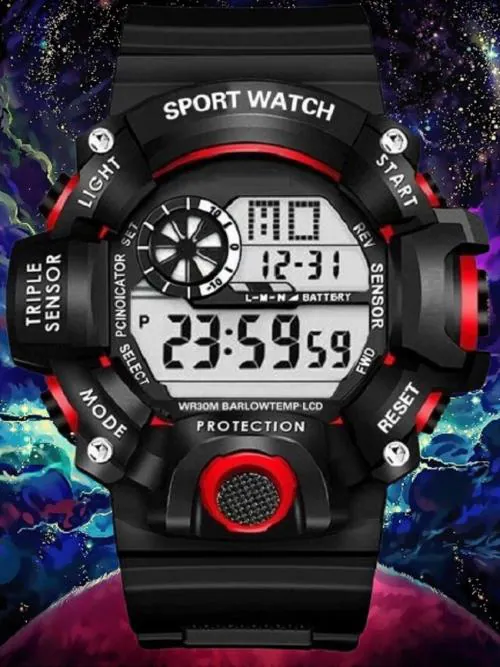 HALA Brand - A Digital Watch Shockproof Multi-Functional Automatic Red Color Waterproof Digital Sports Watch - For Men/Boys/Girls