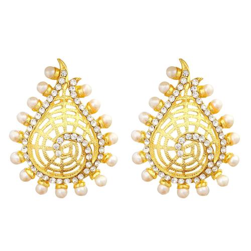 Accessher Brass Western Gold Oversized Handcrafted Stud Earrings For Women