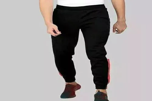 Blue Sea Fine Quality Lycra Fabric Casual Sporty Lower Track Pant for Men & Boys in Black Color