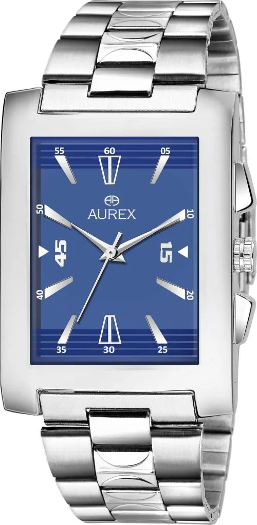 Aurex Analog Blue Dial Silver Strap Watch For Men - (Ax-Gsq150-Blc)