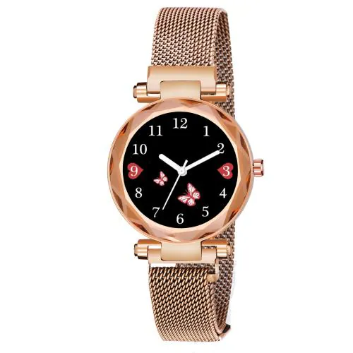 ILOZ New Latest Collection Designer Butterfly Dial Magnet belt Analog Fashion Wrist Watch for Girls Women