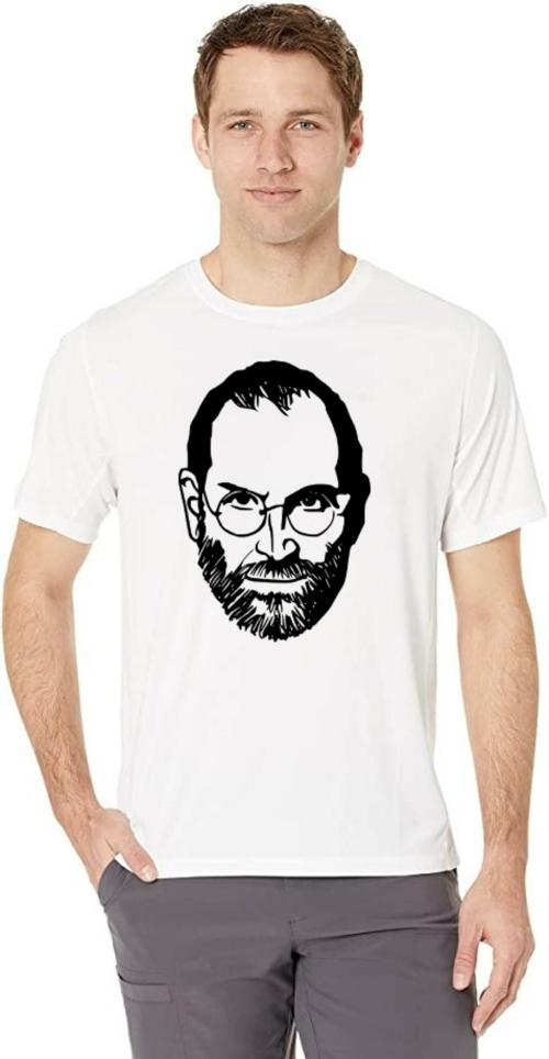 Estaban Men White Steve Jobs 66 Printed Cotton Blend T-Shirt (S)