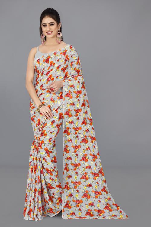 Anand Women Multicolor2 Self Design Pattern Georgette Single Saree Without Blouse