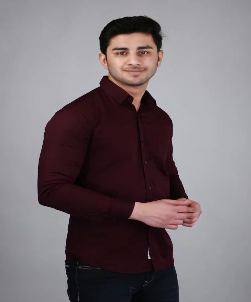 Buy Podge Slim Fit Twill Fabric Cherry Color Mens Shirt Online at Best ...