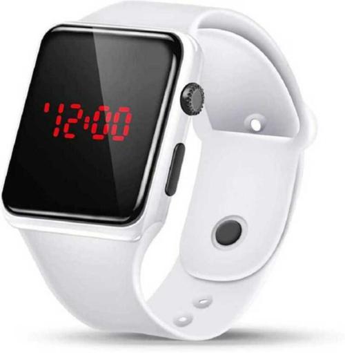 Mastrena Digital Black Dial White Strap Watch For Boys & Girls