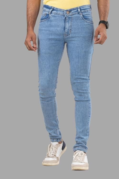 LZard Men Light Blue Slim Clean Look Stretch Jeans