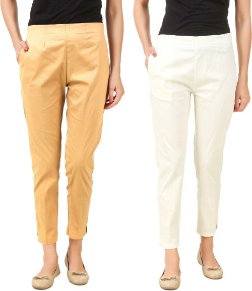 Q-Rious Women Multicolor Solid Pack of 2 Casual Trousers