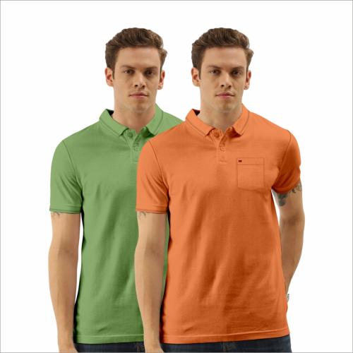 TAB91 Brand, Men's Polo Solid L GREEN & ORANGE Colour 2XL Size Half sleeve Casual Wear T-shirt For Men