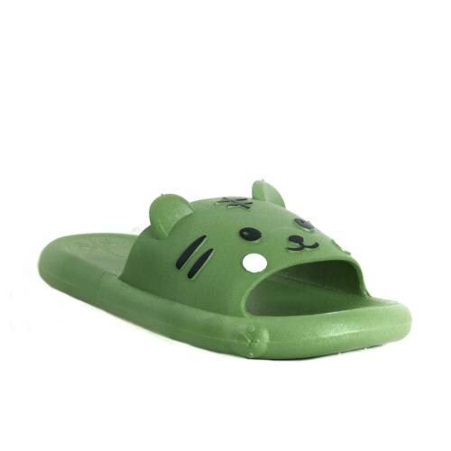 Yellow Bee Kitty Pattern Slides for Boys, Green