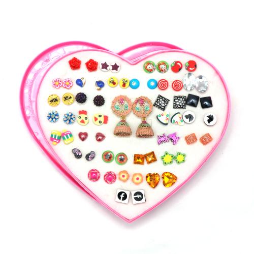 Honbon Stylish 30 Pairs Stud Earrings &1pc Beautiful Jumki/Kundal with Heart Shape Gift Box 30pair