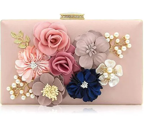Tooba Handicraft Baby Pink Synthetic Women Designer Clutch Bag With Chain Strap