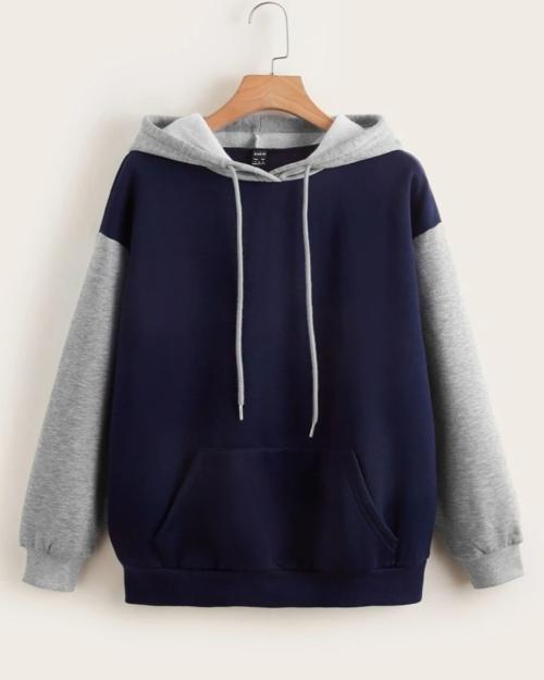 Bestic Fashion Fleece Fabric Front Print Sweatshirt Hoodies for Girl Winter Wear (Dark Blue,XL)