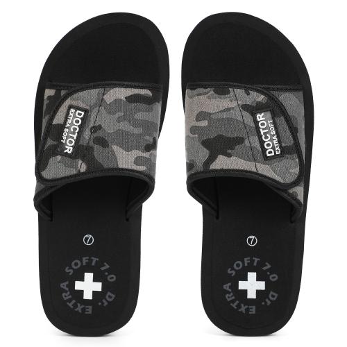 DOCTOR EXTRA SOFT Black House Camo Slides for Men's Ortho Care Orthopaedic and Diabetic Slippers Mcr Comfortable Super Fit Doctor Daily Use Dr Flip-Flop Stylish Sliders for Boy's and Gent's OR-D-53