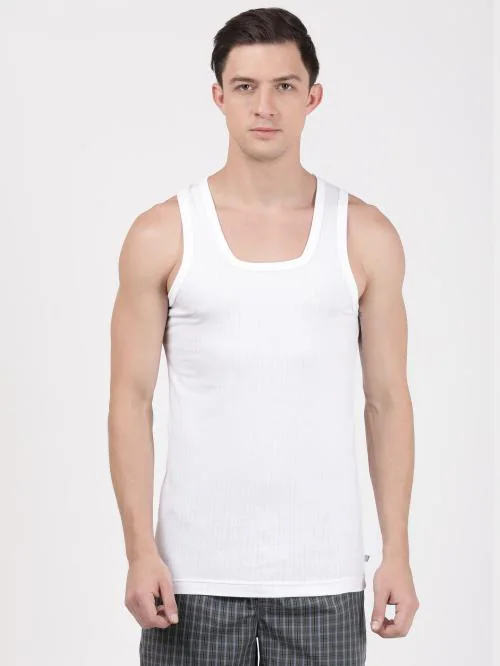 Jockey 8816 Men's White Solid Cotton Sleeveless Vest