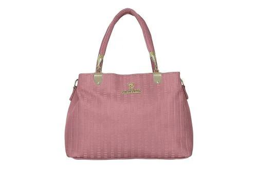 LADY QUEEN Pink PU Leather Women and Girls Handbag (LQ-0005)