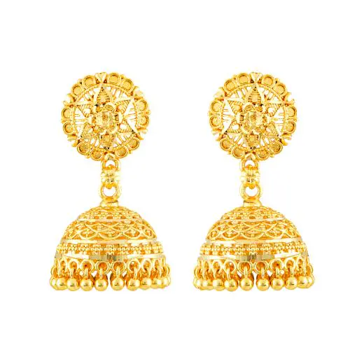 MEENAZ Traditional Temple One Gram Gold Brass Copper South Indian Screw Back Studs Meenakari Stone Ear Chains Hair Peacock Jhumkas Jhumka Earrings Combo for Women Girls Wedding chain -GOLD JHUMKI-M116