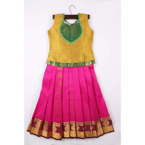 Shivangi Girls Art Silk Pattu Pavadai In Pink_5 Years