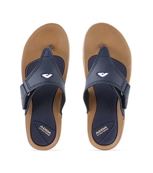 ADDA 2D STAR-1 Women Beige & Navy Thong Flip-Flops
