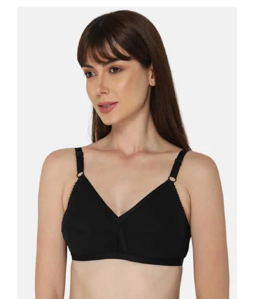 FASHION BONES High Quality Women's Cotton Cross Bra | Full Coverage Bra For Women | Non-Padded Bra | Casual Daily Use Cotton Bra | Adjustable Straps For Comfort (Black) (40 B)
