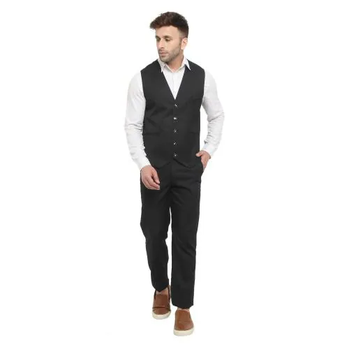 REFULGENT Premium Men Black Suit Jacket With Trouser V Gala (Black)