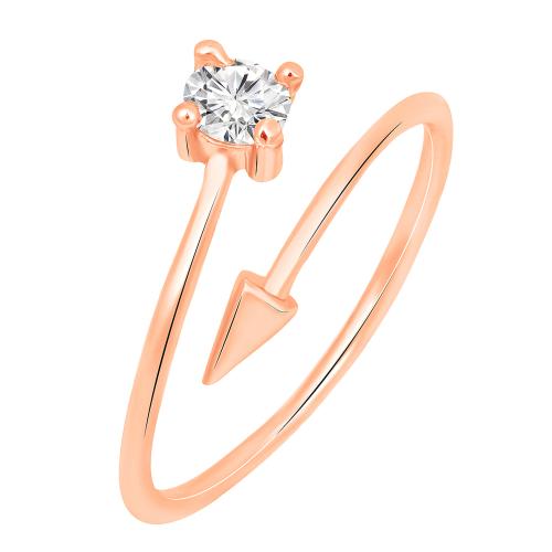Mahi Rose Gold Plated Arrow Shaped Adjustable Finger Ring with Cubic Zirconia for Women (FR1103174ZWhi)