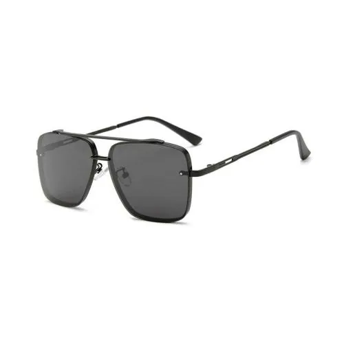 4Flaunt UV400 Protected Vintage Pilot Metal Body Square Sunglasses For Men And Women (Black)