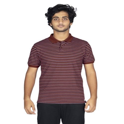 Palm Island Men's Regular Fit Cotton Striped Collar Polo T-Shirt | Maroon (XXL)