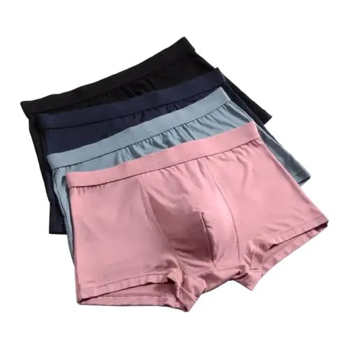 LAK 18 Men's Boxer Briefs Shorts Mid-Waist Ultra Soft Ice Silk Seamless Multicolor Underwear (PACK OF 3) - L