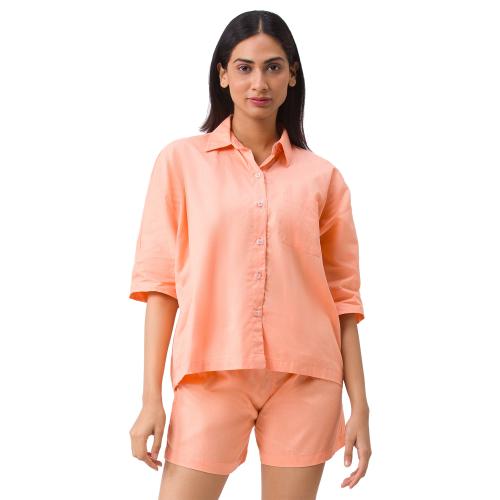 Nick&Jess Women Peach-Coloured Pure Cotton Night suitL