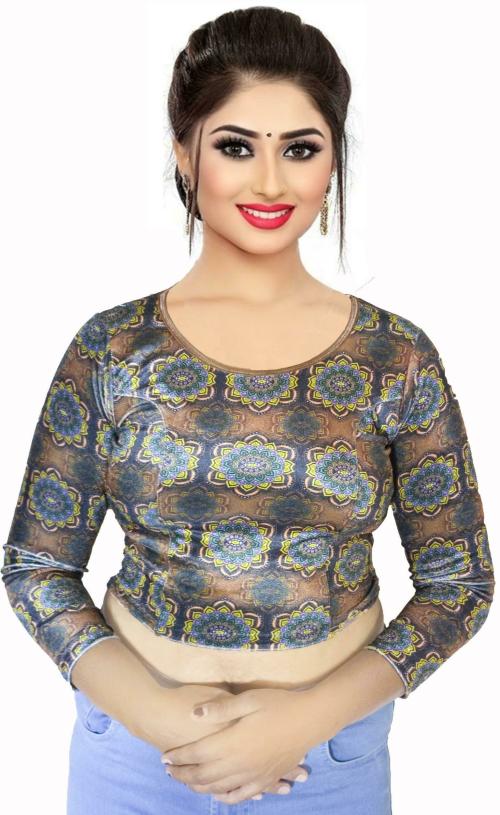 PU Fashion Women Multicolor Floral Velvet Blouse