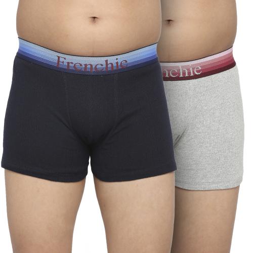 Frenchie U19 Cotton Trunk Underwear for Boys | Daily Wear Underwear for Teenage Boys | Cotton Shorts for Teenagers | Boys Brief | Comfortable Underpants, Hipsters Knickers For Boys Pack of 2 (Navy & Grey)