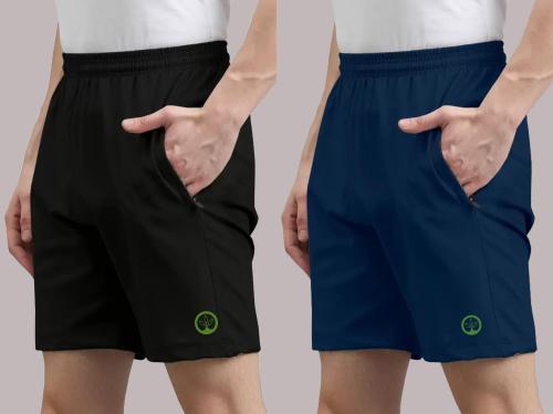 Shine N Show Men And Women Black, Dark Green Solid Elastane Pack Of 2 Boxer Shorts (L)