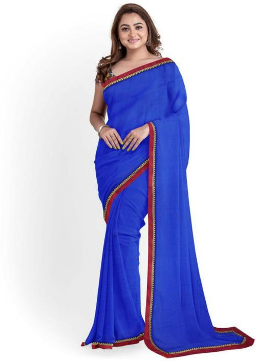 Sareez House Women Blue Solid Art Silk Daily Wear Saree (Paytm-Blue-Fk)