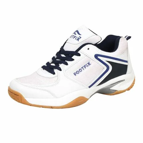 FOOTFIX Advance White Badminton Shoes for Men, Non-Marking Shoes for Badminton, Badminton Shoes Size 9 Uk/Ind