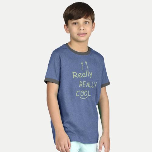 Rad Prix Teen Boys Blue Printed Ringer T-Shirt
