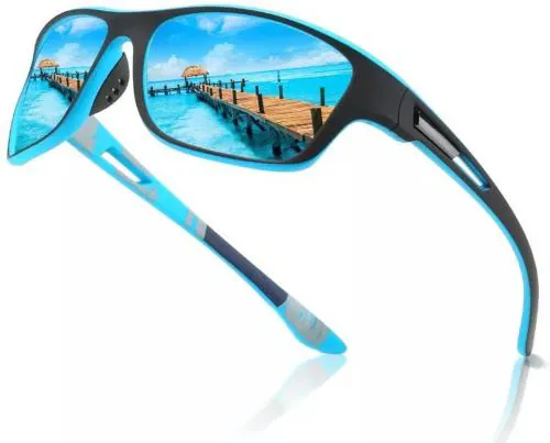 ROZZETTA CRAFT Polarized Night Vision Sports Wrap-Around Full-Frame Blue Sunglasses (Men And Women)