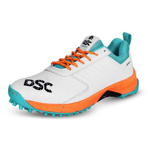 DSC Jaffa 22 Cricket Shoes, Color - White / Orange, UK 9