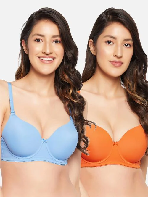 Buy Clovia Multicolor Solid Polyamide Pack Of 2 Underwired Lightly Padded T-Shirt  Bra Online at Best Prices in India - JioMart.
