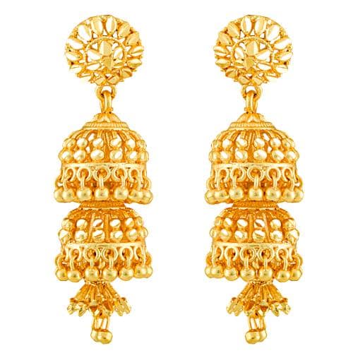 MEENAZ Traditional Temple One Gram Gold Brass Copper South Indian Screw Back Studs Meenakari Stone Ear Chains Hair Peacock Jhumkas Jhumka Earrings Combo for Women Girls Wedding chain -GOLD JHUMKI-M131