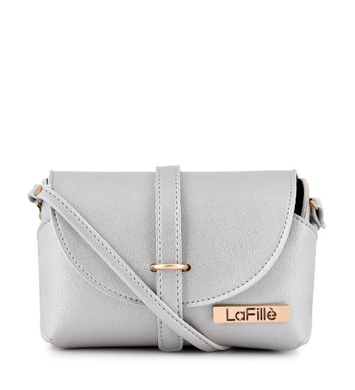 LaFille Sling Bag For Women & Girls | PU Leather Handbag |Ladies Purse & Handbags for Office & College (Silver) | DGN224