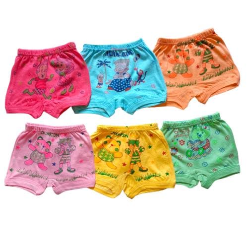 TwoLover Comfortable Cotton Printed Kids Brief Panty Innerwear for Baby Girls and Baby Boys Regular Fit Bloomers Drawer Multicolor Panties Underwear 2 - 3 Years Pack of 6
