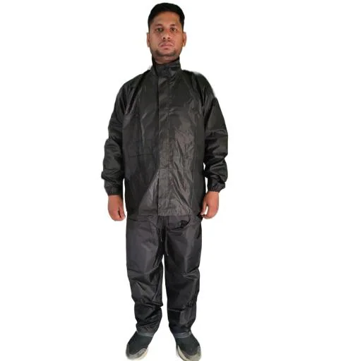 N G Products Lightweight 100% Waterproof Raincoat set of Top & Bottom for Men's with hood Size- XL (Black)