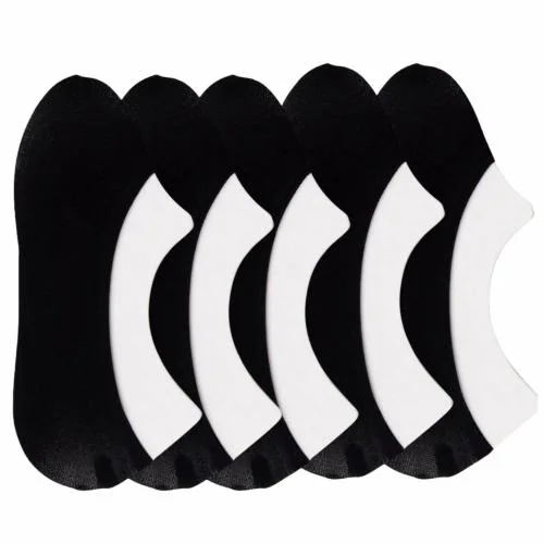 N2S NEXT2SKIN Women's No-show Loafer Socks (Pack of 5) (Black)