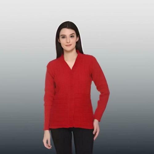Curious Fashion Women Brick Red Solid Acrylic Wool Blend Sweater
