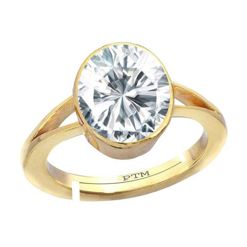 Ptm American Diamond 4 Carat Natural Gemstone Panchdhatu Gold Plated Adjustable Ring