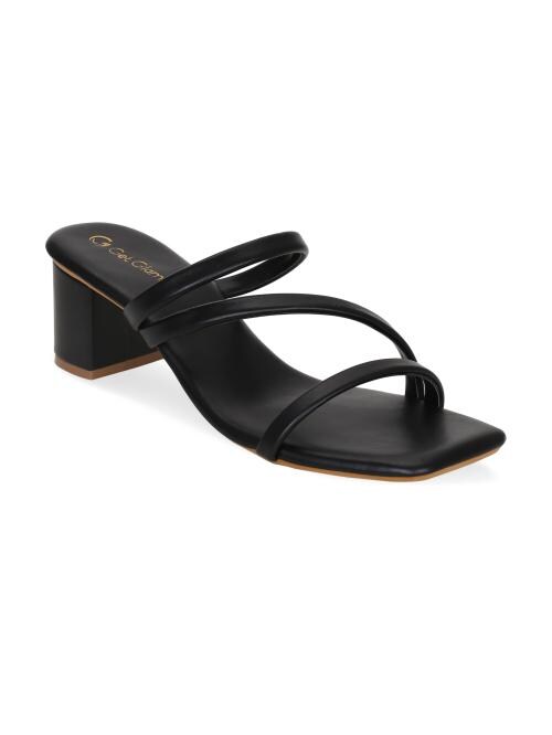 Buy Get Glamr Women's Black Synthetic Leather Solid Open Toe Block Heel