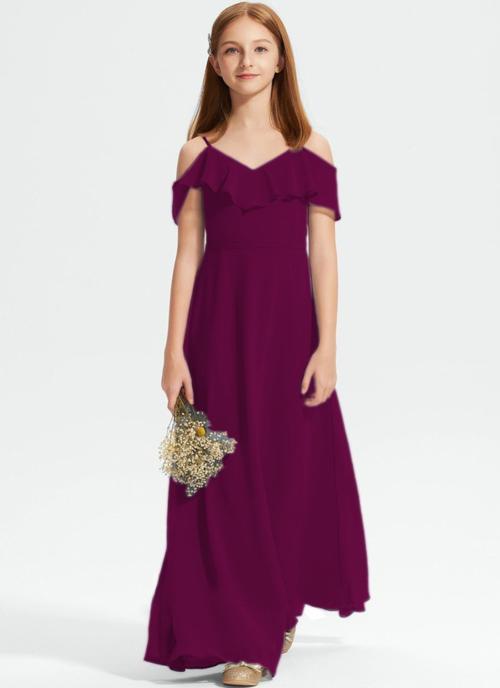 Madhav Weaves Girls Purple Solid Georgette Anarkali Gown (7 - 8 Years)